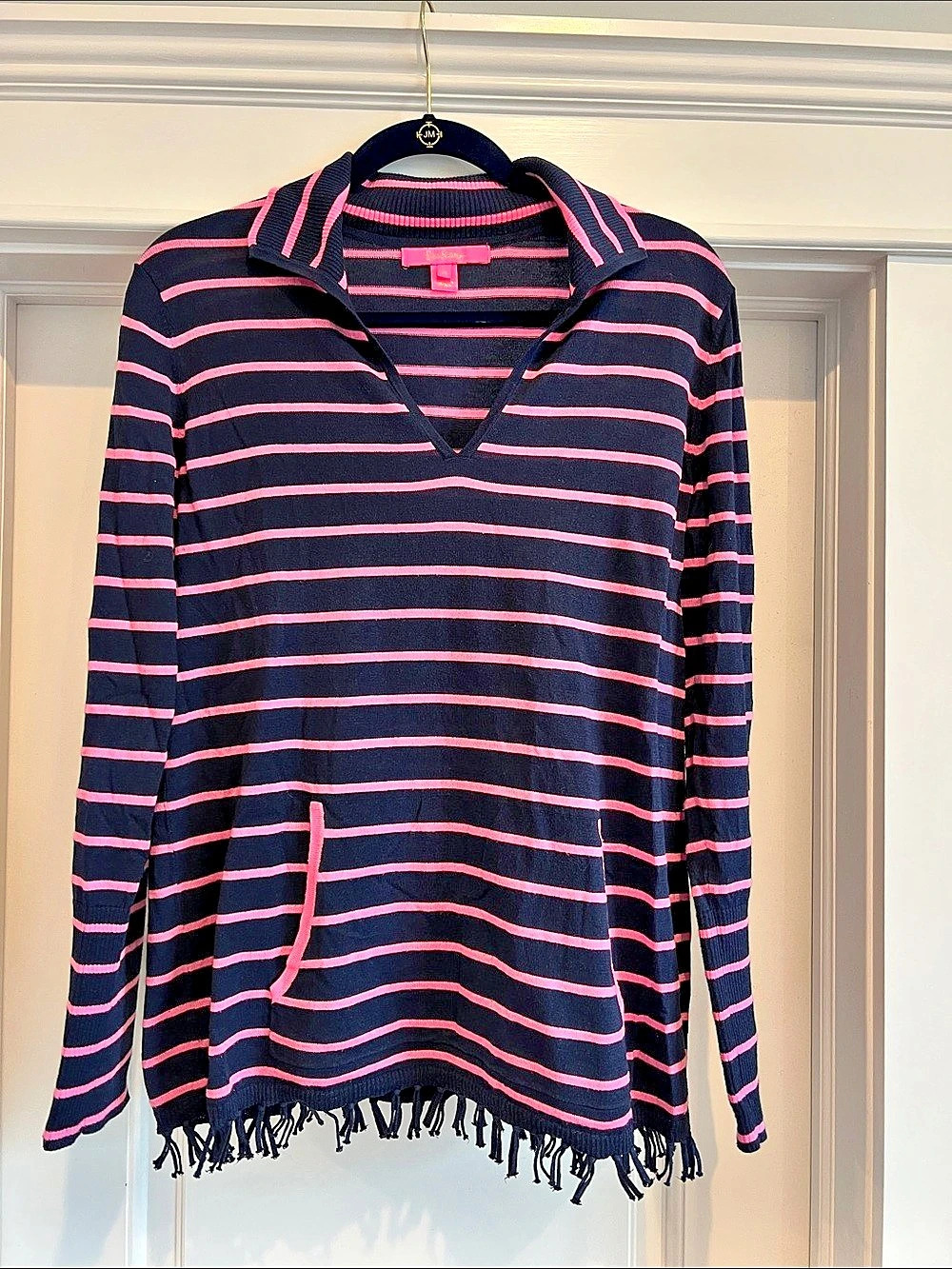 Lilly Pulitzer Striped V-Neck Sweater Size Medium Like New
